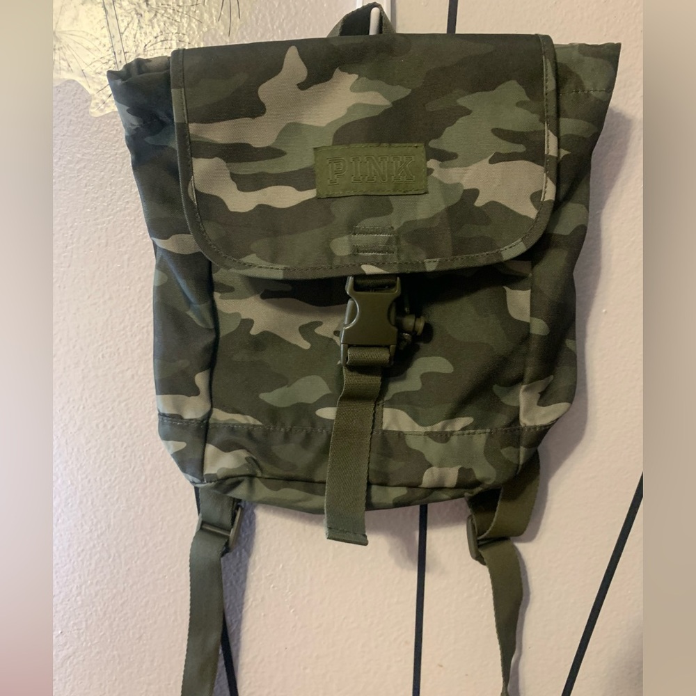 Victoria Secrets Pink Camouflage Mini Backpack EUC